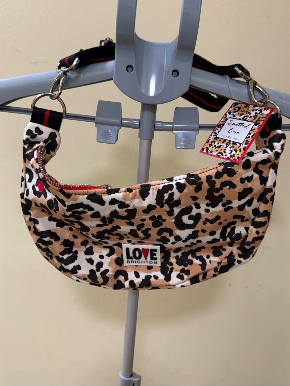 Brighton Leopard Print Crossbody Bag - Tan, Black, White